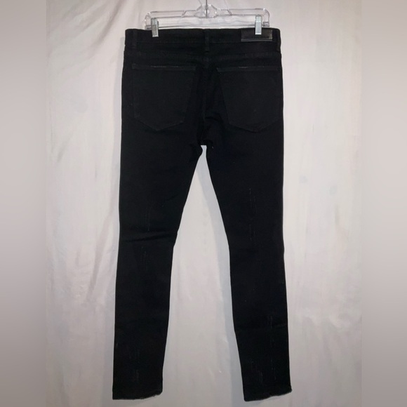 NWT GFTD Los Angeles SAVAGE Skinny Distressed Painted Black Jeans 34” X 32” - Picture 8 of 10